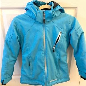 child’s blue winter jacket